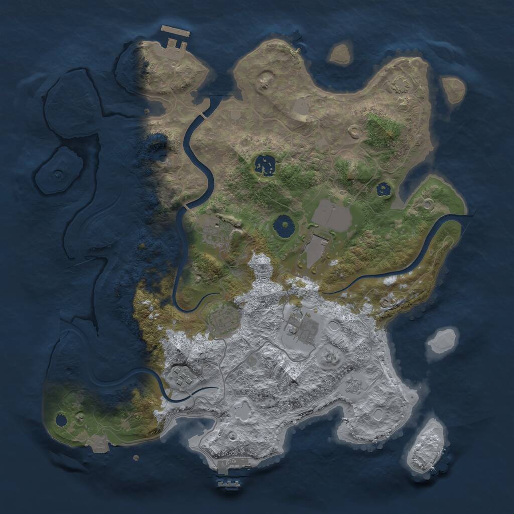 Rust Map: Procedural Map, Size: 3600, Seed: 1014092993, 12 Monuments