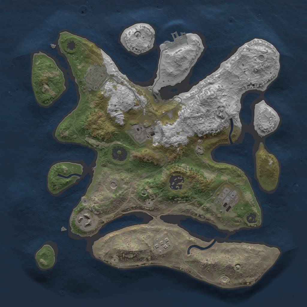 Rust Map: Procedural Map, Size: 3000, Seed: 2414810, 10 Monuments