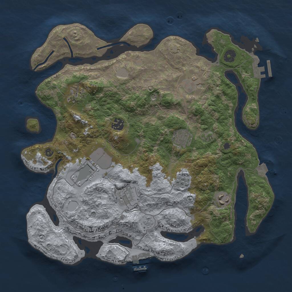Rust Map: Procedural Map, Size: 3500, Seed: 320324189, 14 Monuments