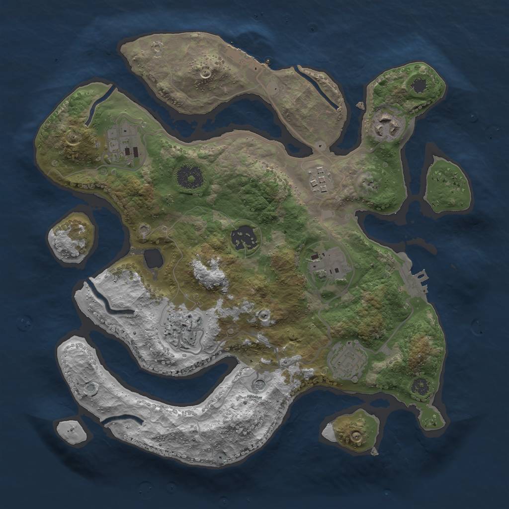 Rust Map: Procedural Map, Size: 3000, Seed: 1239808367, 12 Monuments