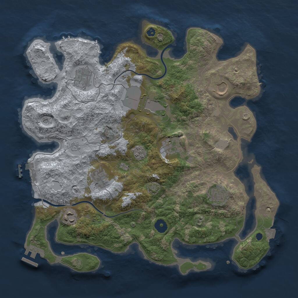Rust Map: Procedural Map, Size: 3500, Seed: 2234674, 14 Monuments