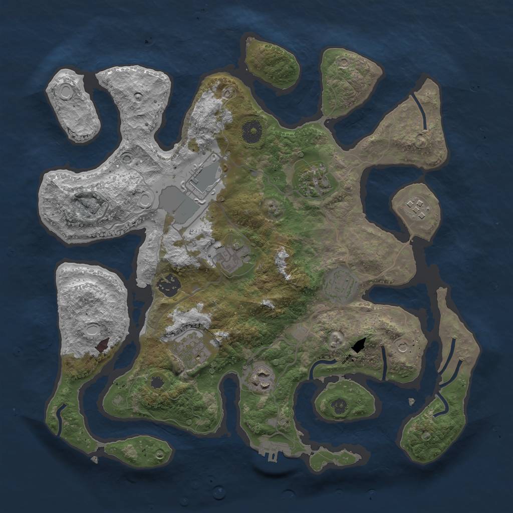 Rust Map: Procedural Map, Size: 3500, Seed: 2234674, 18 Monuments