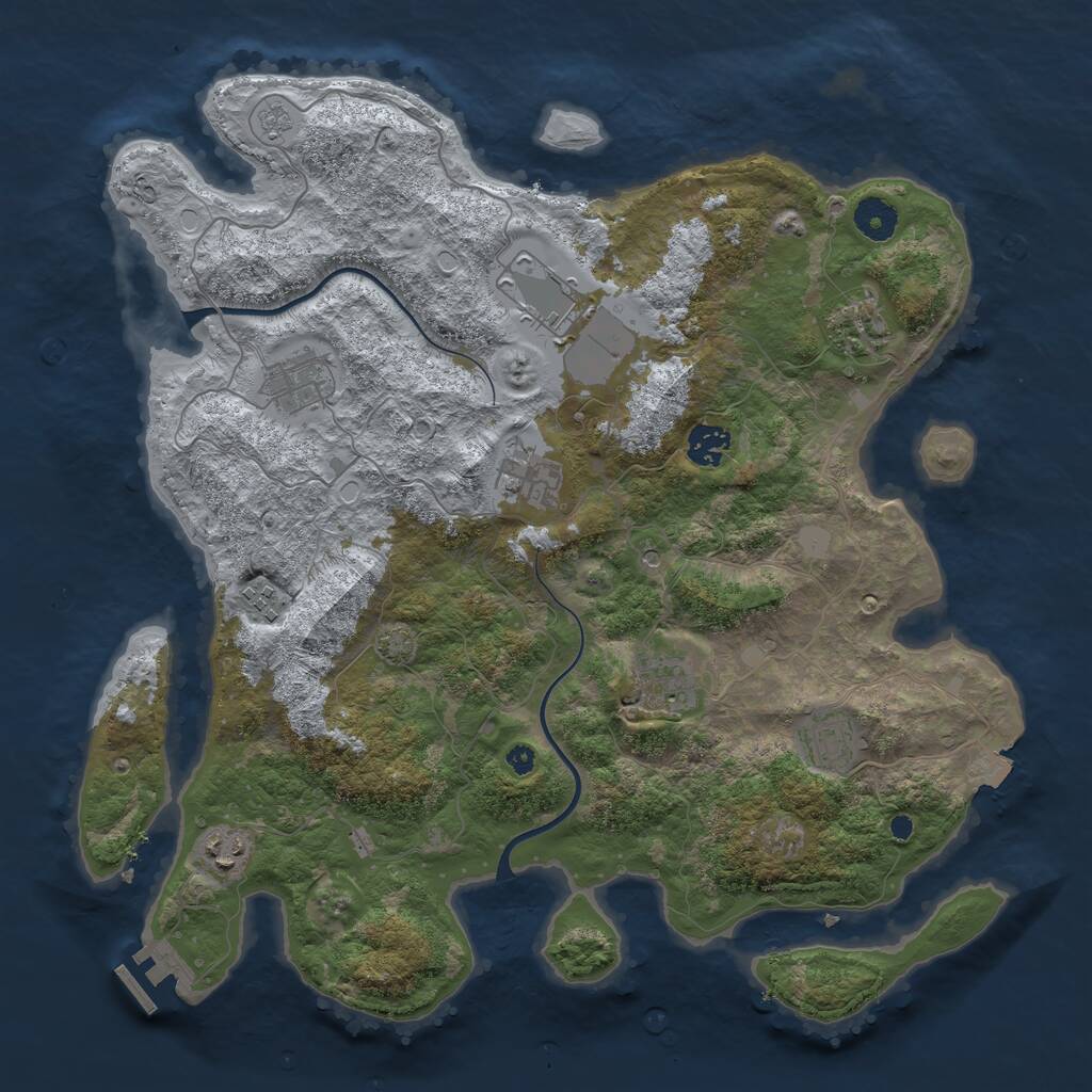 Rust Map: Procedural Map, Size: 3850, Seed: 615167143, 14 Monuments