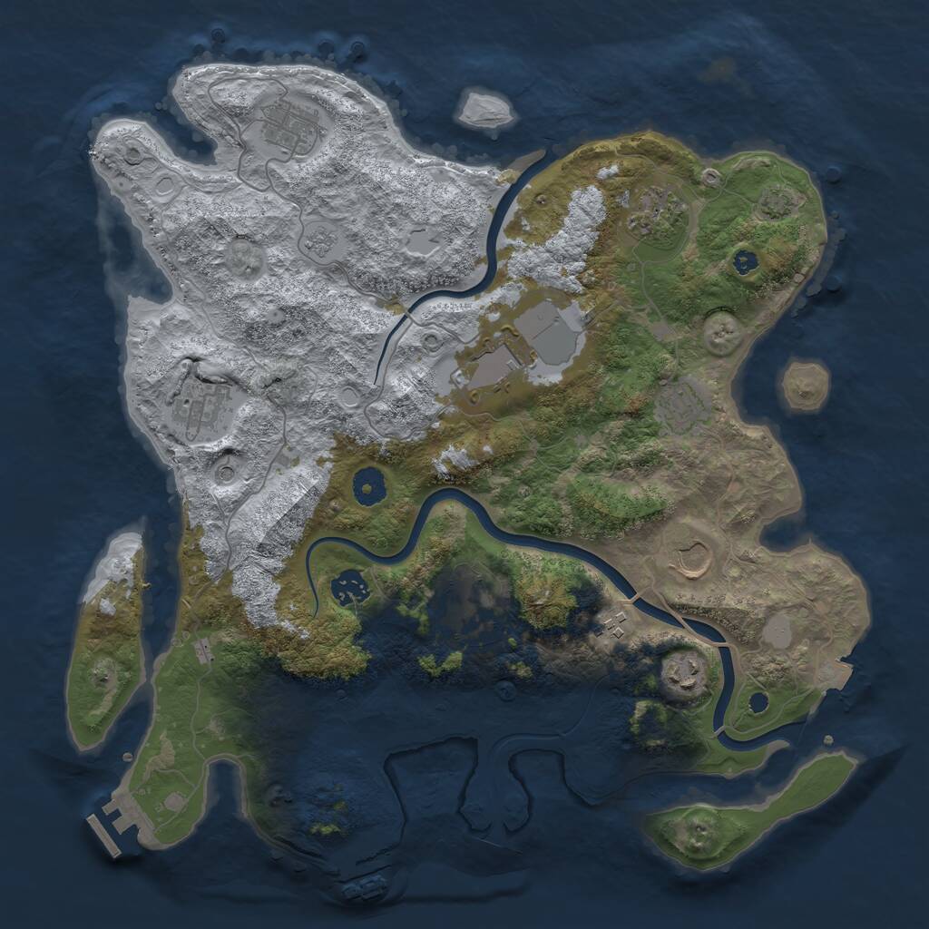 Rust Map: Procedural Map, Size: 3850, Seed: 615167143, 16 Monuments