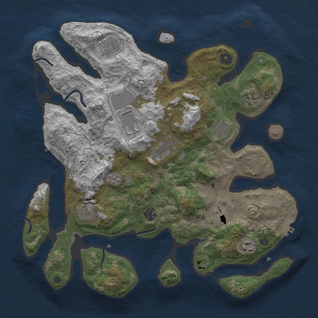 Rust Map: Procedural Map, Size: 3850, Seed: 615167143, 18 Monuments