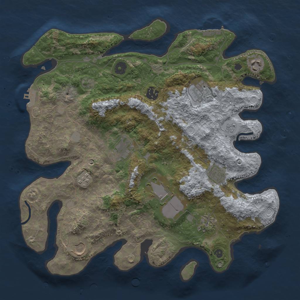 Rust Map: Procedural Map, Size: 3600, Seed: 1148112400, 16 Monuments