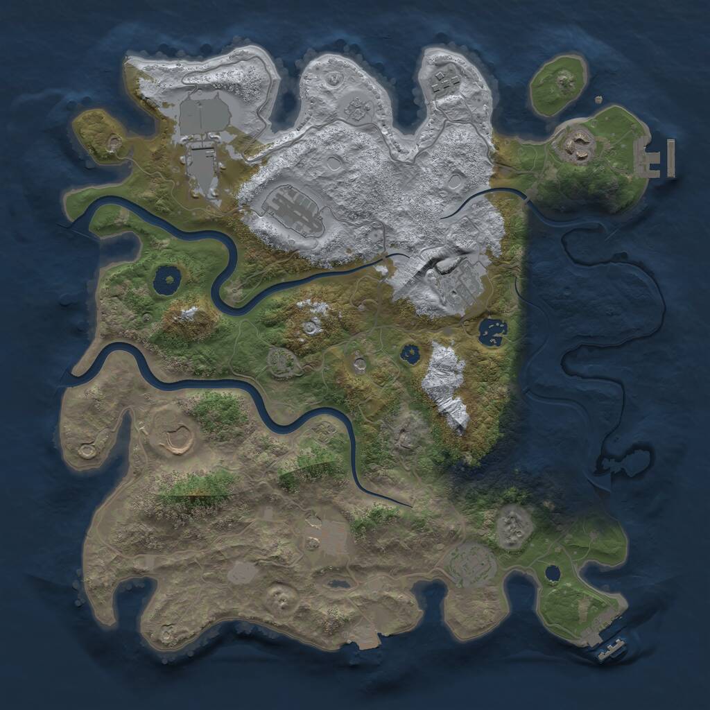Rust Map: Procedural Map, Size: 3700, Seed: 1197591503, 15 Monuments