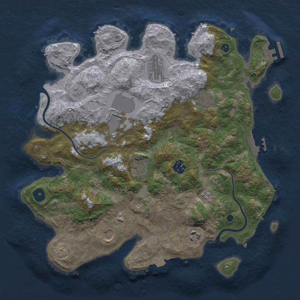 Rust Map: Procedural Map, Size: 3600, Seed: 953777965, 14 Monuments