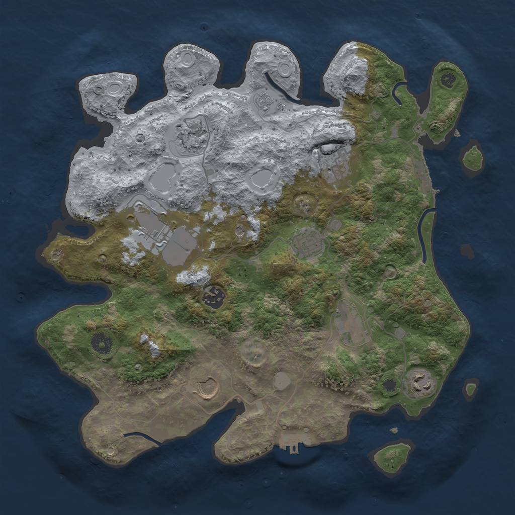 Rust Map: Procedural Map, Size: 3600, Seed: 953777965, 15 Monuments