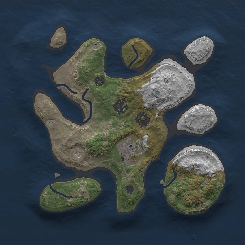 Rust Map: Procedural Map, Size: 2500, Seed: 65367409, 5 Monuments