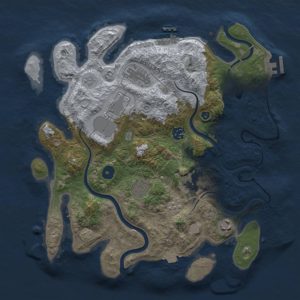 Rust Map: Procedural Map, Size: 3500, Seed: 715522, 13 Monuments