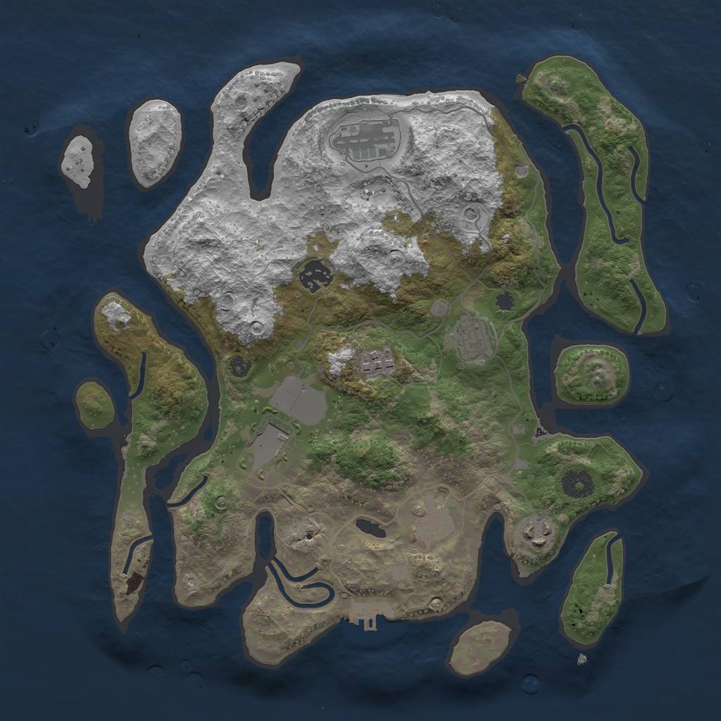 Rust Map: Procedural Map, Size: 3500, Seed: 715522, 11 Monuments