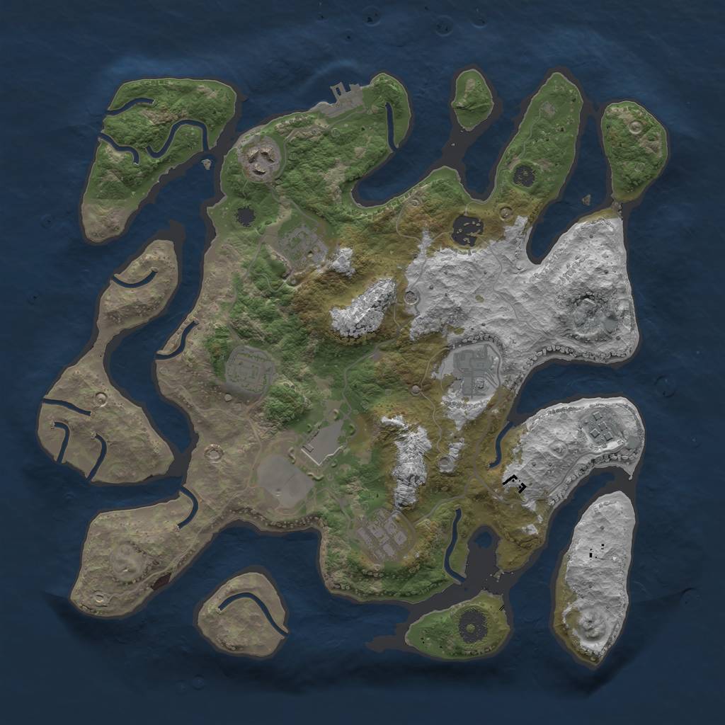 Rust Map: Procedural Map, Size: 3500, Seed: 99789989, 12 Monuments