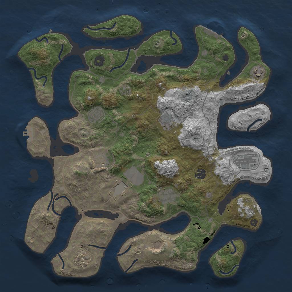 Rust Map: Procedural Map, Size: 4000, Seed: 608070, 15 Monuments