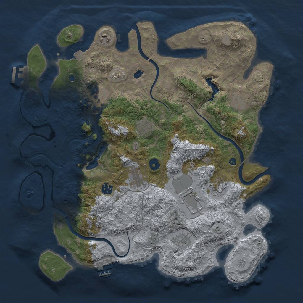 Rust Map: Procedural Map, Size: 4000, Seed: 174732, 16 Monuments