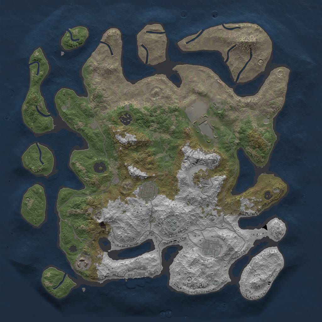 Rust Map: Procedural Map, Size: 4000, Seed: 174732, 11 Monuments