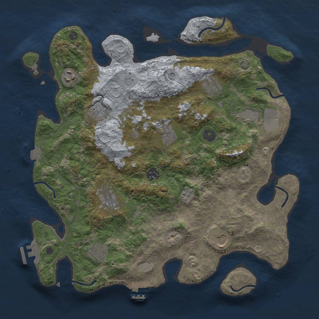 Rust Map: Procedural Map, Size: 3750, Seed: 1357345085, 16 Monuments