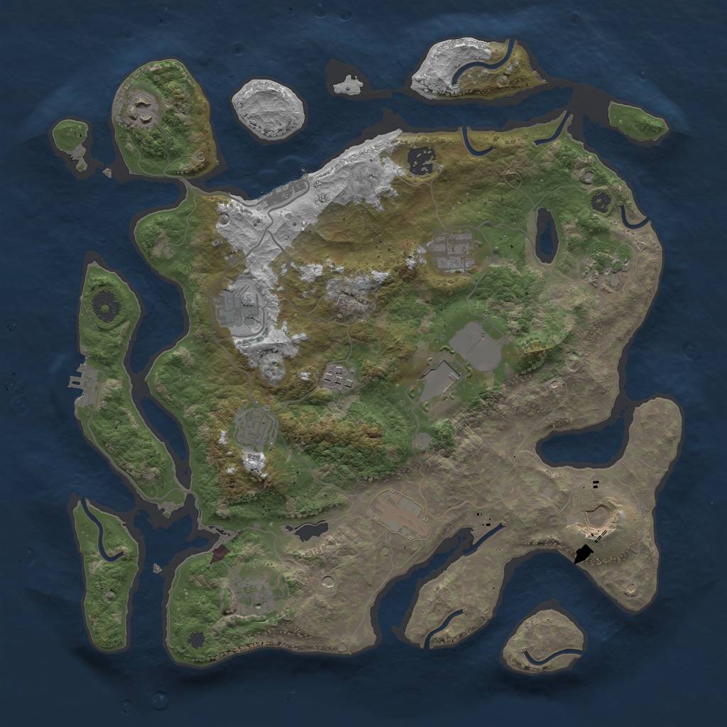 Rust Map: Procedural Map, Size: 3750, Seed: 1357345085, 16 Monuments