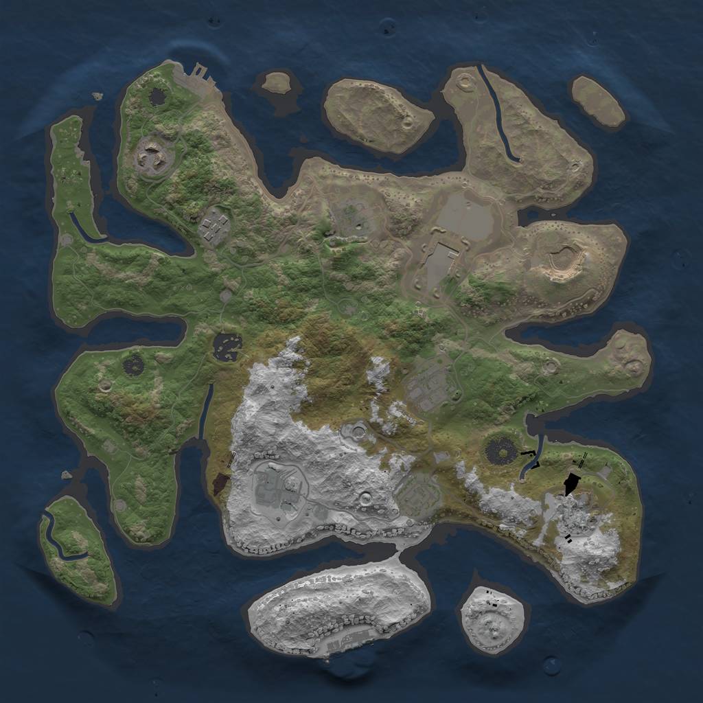 Rust Map: Procedural Map, Size: 3500, Seed: 264444, 15 Monuments