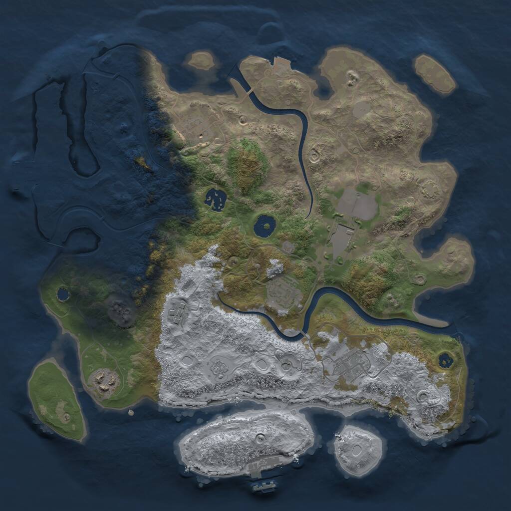 Rust Map: Procedural Map, Size: 3500, Seed: 264444, 13 Monuments