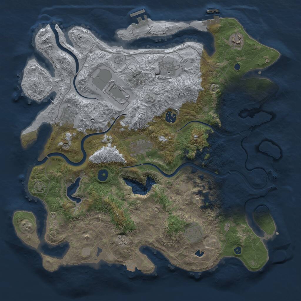 Rust Map: Procedural Map, Size: 4000, Seed: 998677, 14 Monuments