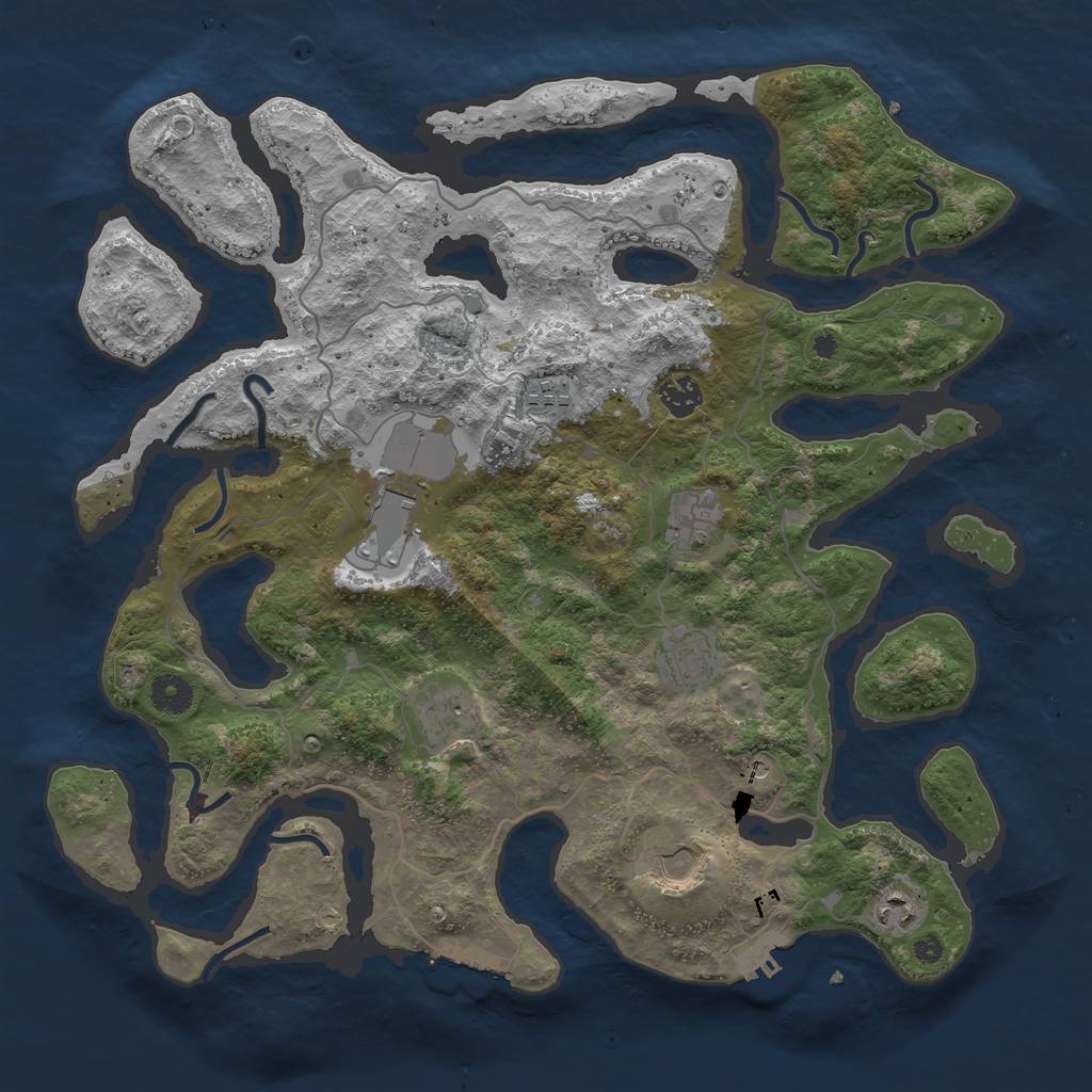 Rust Map: Procedural Map, Size: 4000, Seed: 998677, 13 Monuments