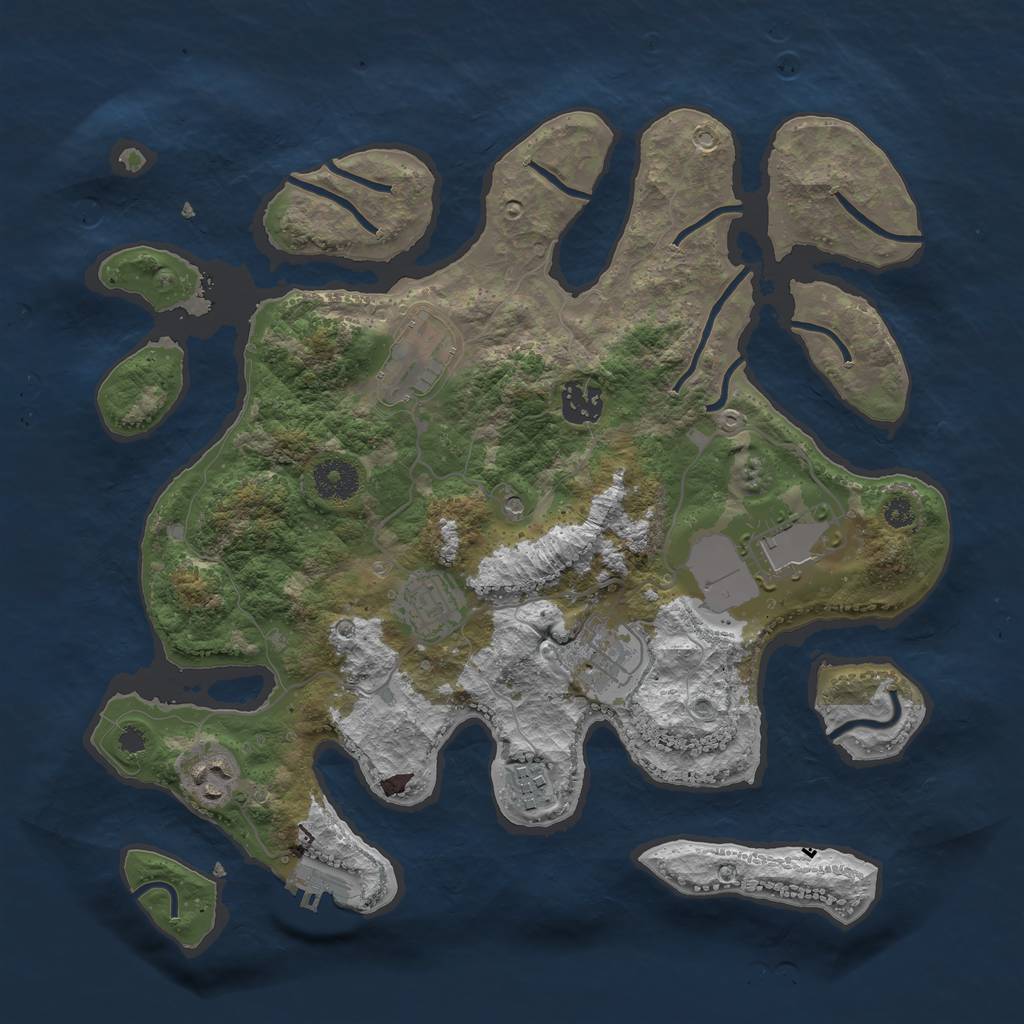 Rust Map: Procedural Map, Size: 3500, Seed: 517011, 11 Monuments