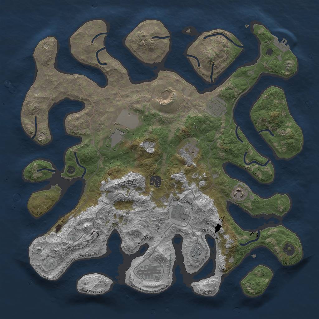 Rust Map: Procedural Map, Size: 4000, Seed: 821618, 13 Monuments