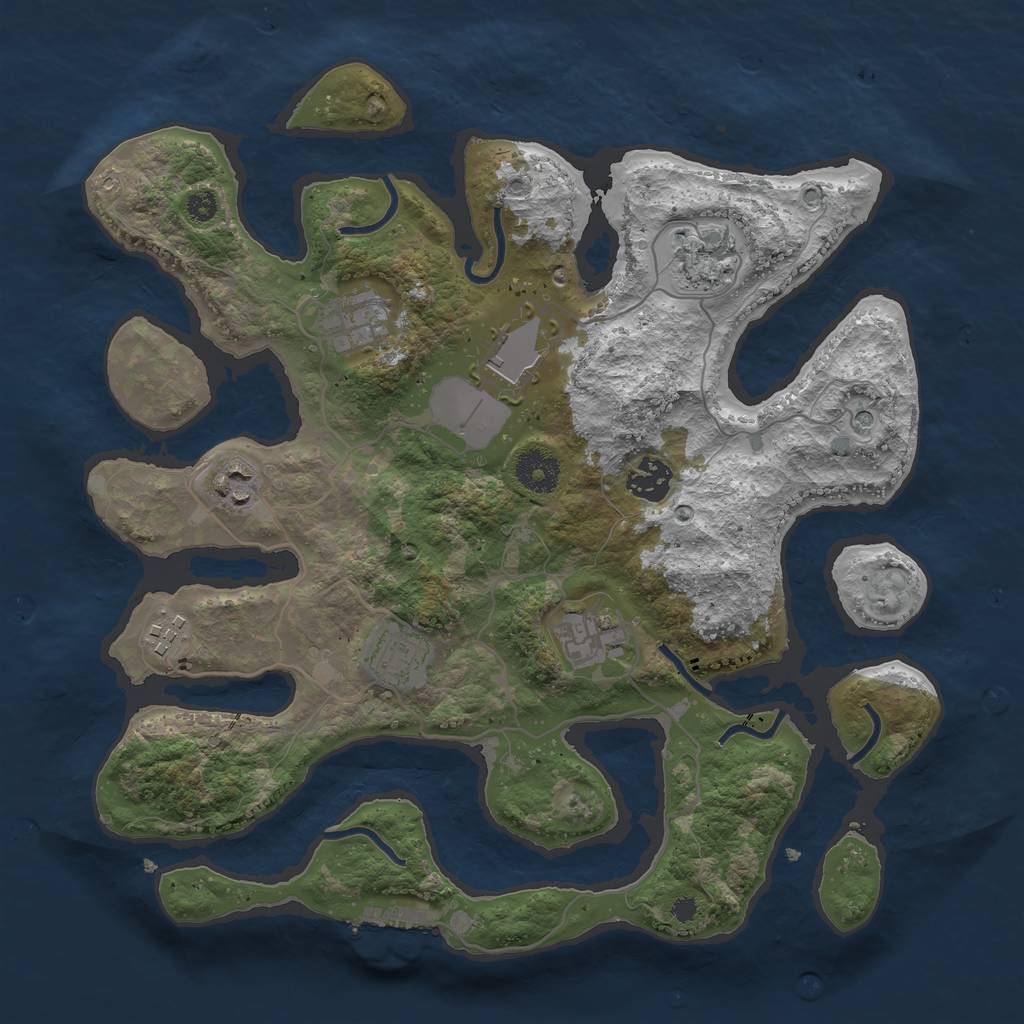 Rust Map: Procedural Map, Size: 3500, Seed: 996024, 12 Monuments