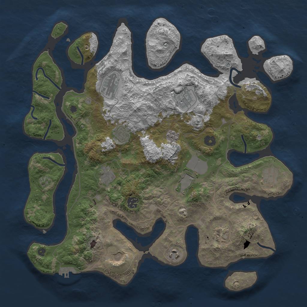 Rust Map: Procedural Map, Size: 4000, Seed: 229973, 14 Monuments