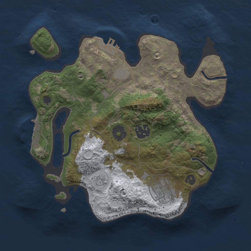 Rust Map: Procedural Map, Size: 2500, Seed: 888888, 10 Monuments