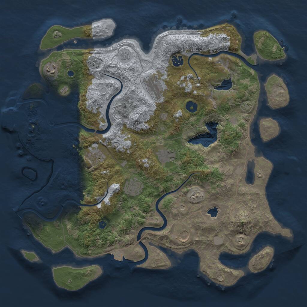 Rust Map: Procedural Map, Size: 4000, Seed: 41167642, 13 Monuments