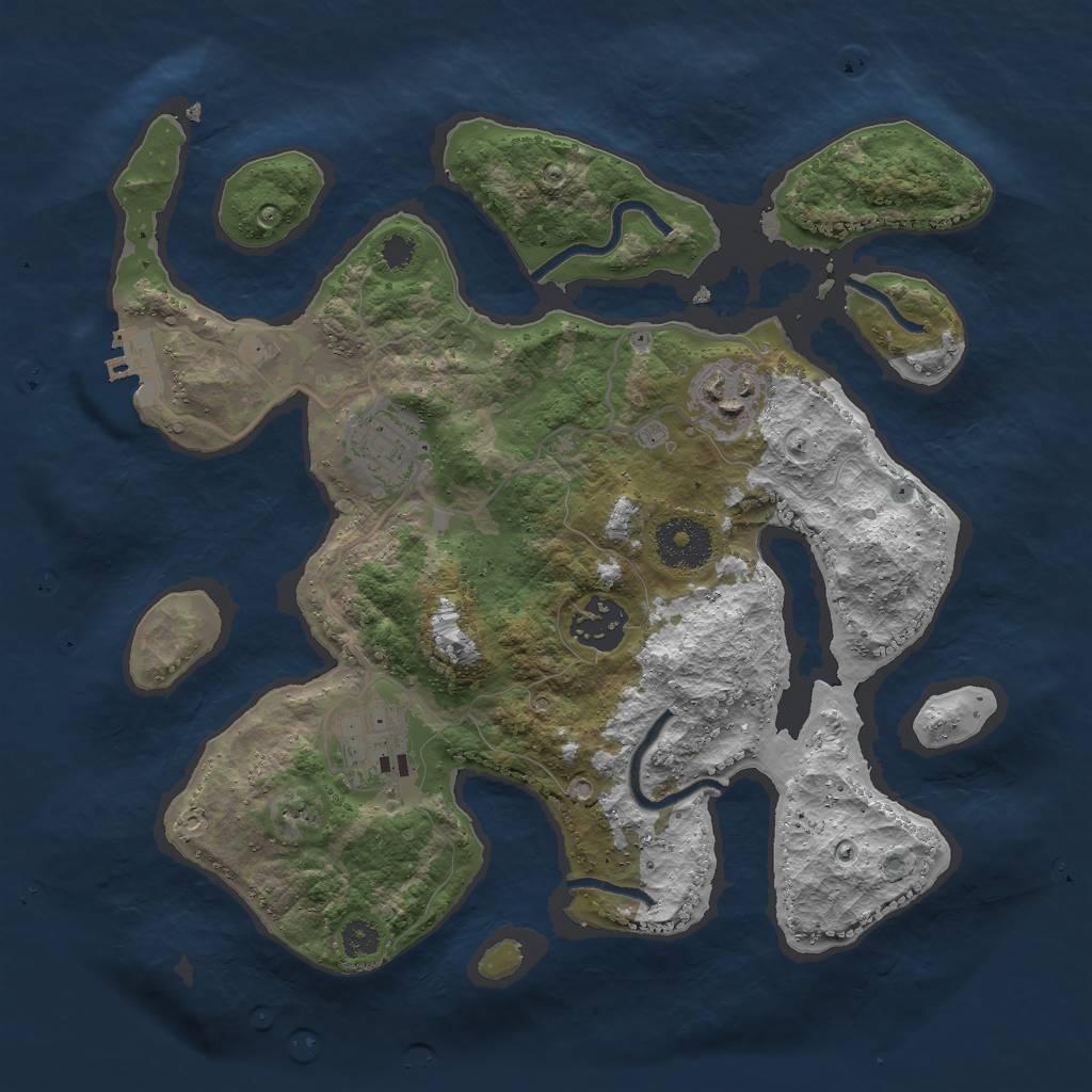 Rust Map: Procedural Map, Size: 3000, Seed: 123875324, 7 Monuments