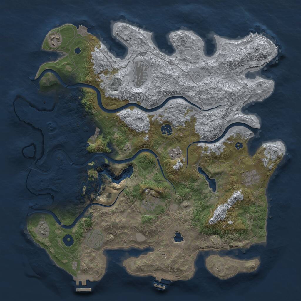 Rust Map: Procedural Map, Size: 4000, Seed: 628459, 14 Monuments