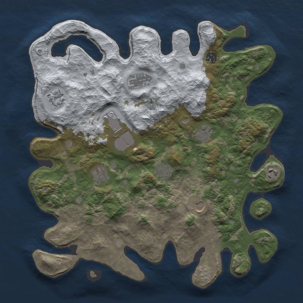 Rust Map: Barren, Size: 4000, Seed: 31152334, 13 Monuments