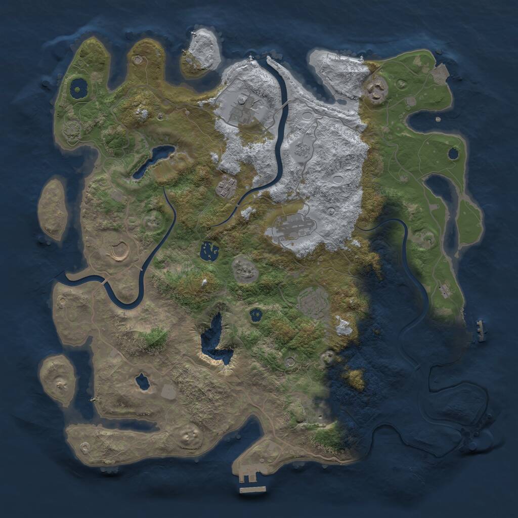 Rust Map: Procedural Map, Size: 4000, Seed: 608248, 14 Monuments