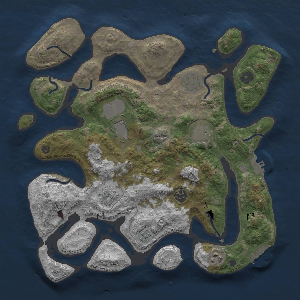 Rust Map: Procedural Map, Size: 3600, Seed: 357502, 12 Monuments