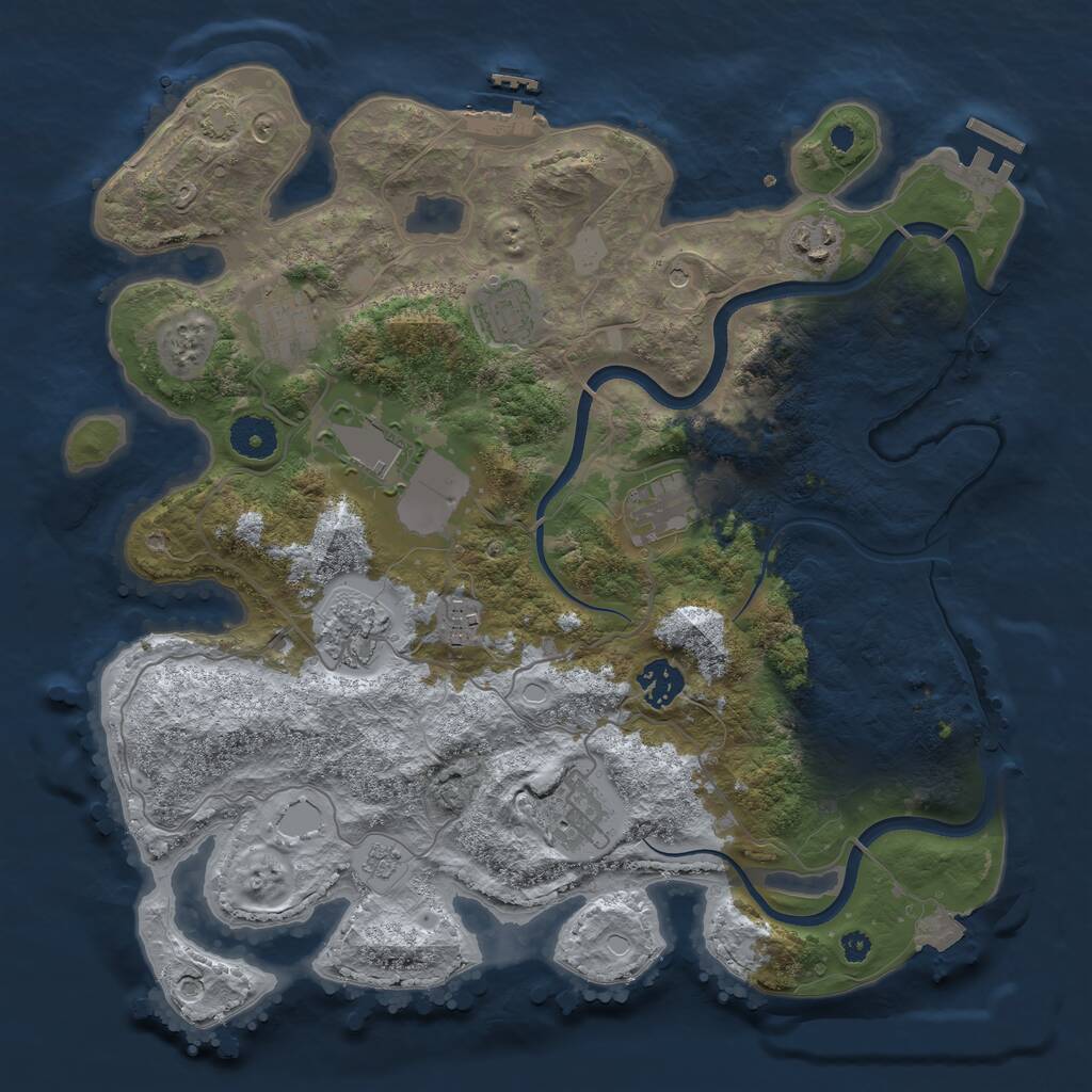 Rust Map: Procedural Map, Size: 3600, Seed: 357502, 15 Monuments