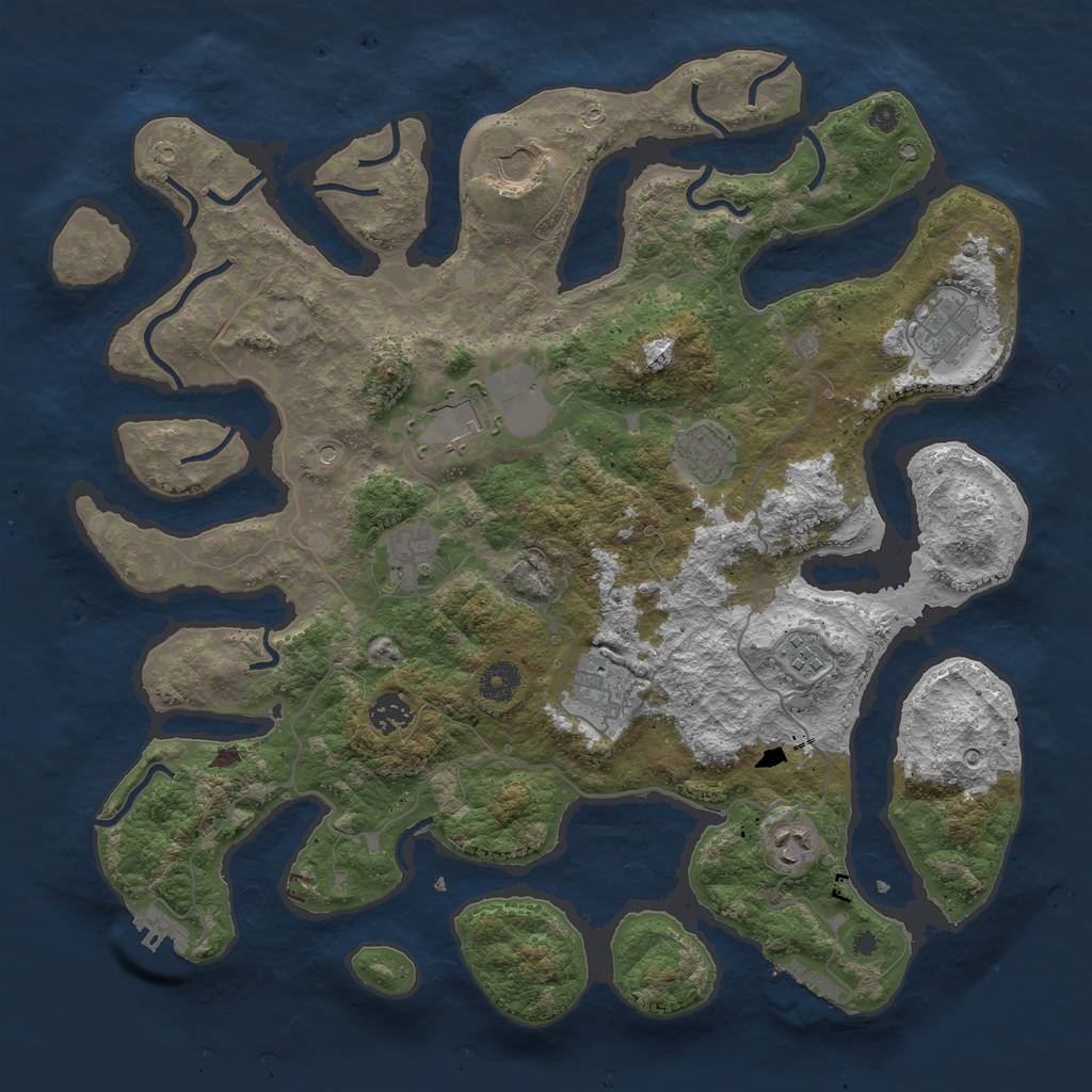 Rust Map: Procedural Map, Size: 4000, Seed: 947260, 14 Monuments