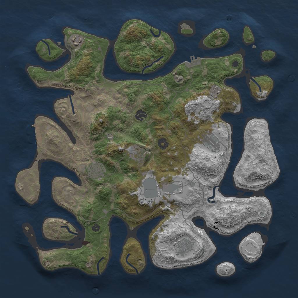 Rust Map: Procedural Map, Size: 4000, Seed: 284898, 19 Monuments