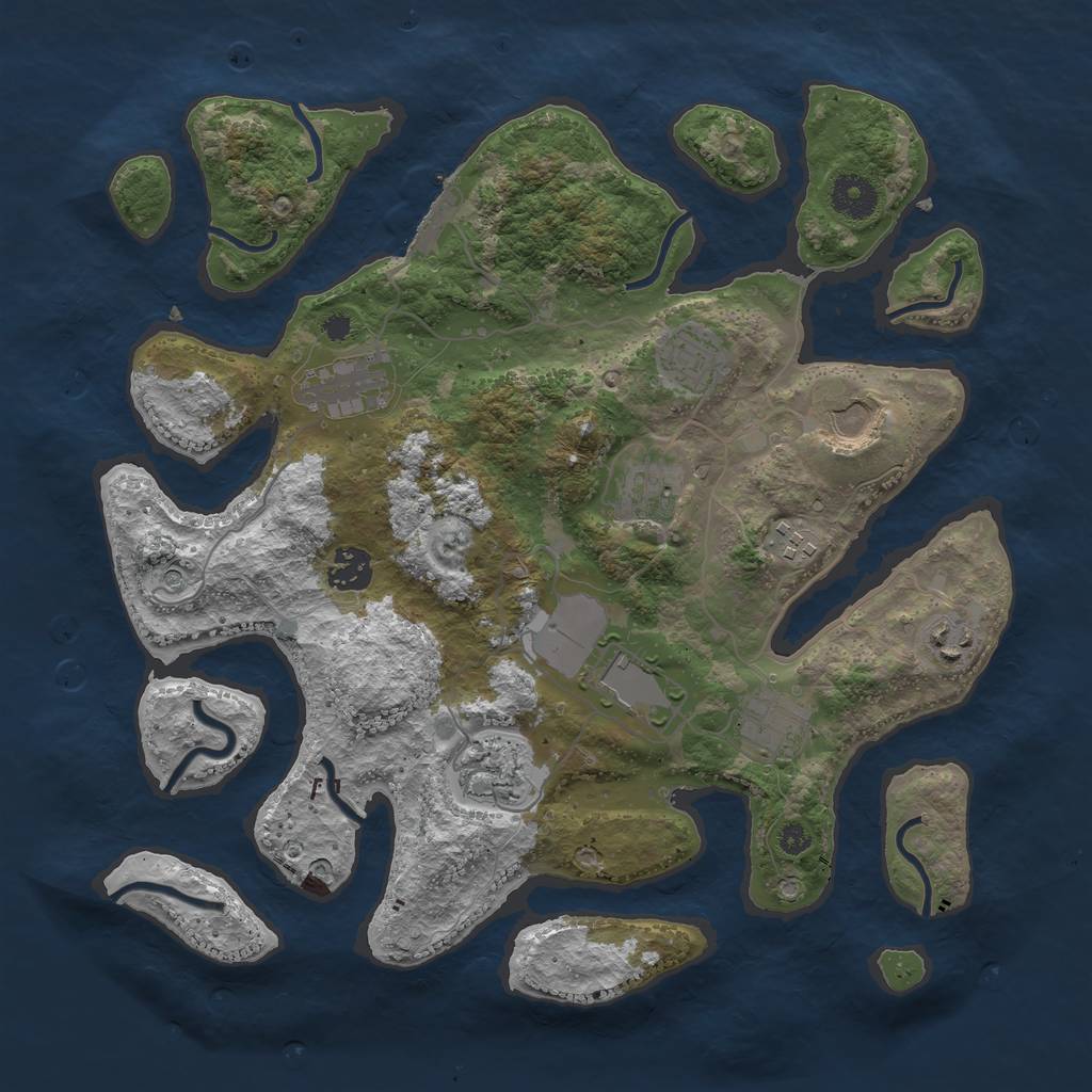Rust Map: Procedural Map, Size: 3600, Seed: 444963, 14 Monuments