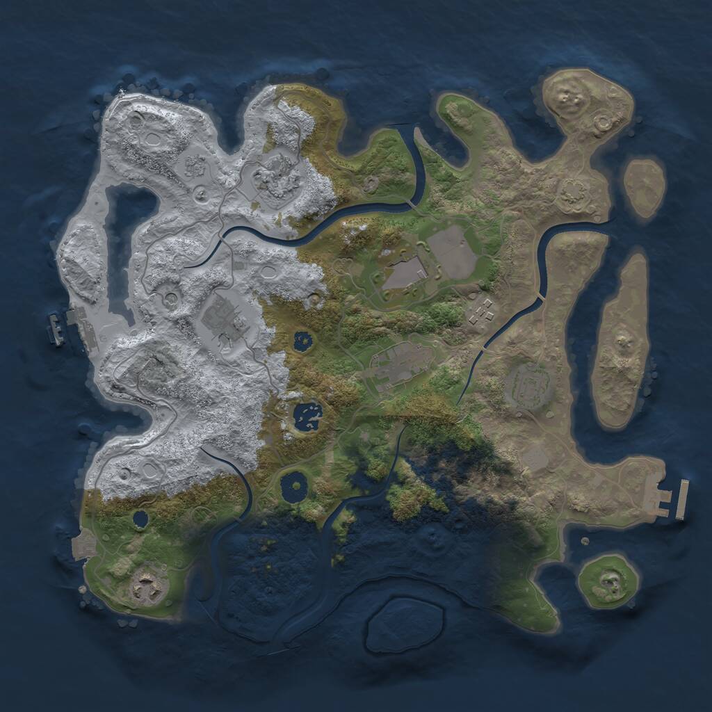 Rust Map: Procedural Map, Size: 3600, Seed: 959212541, 14 Monuments
