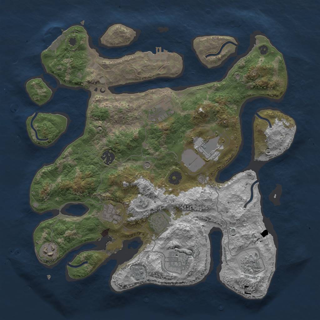 Rust Map: Procedural Map, Size: 3600, Seed: 228386, 14 Monuments