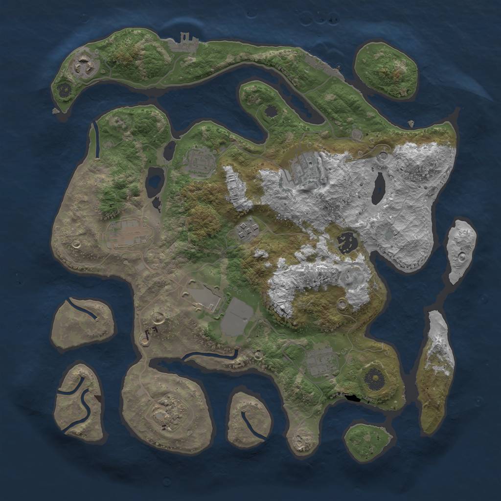 Rust Map: Procedural Map, Size: 3600, Seed: 949039, 14 Monuments