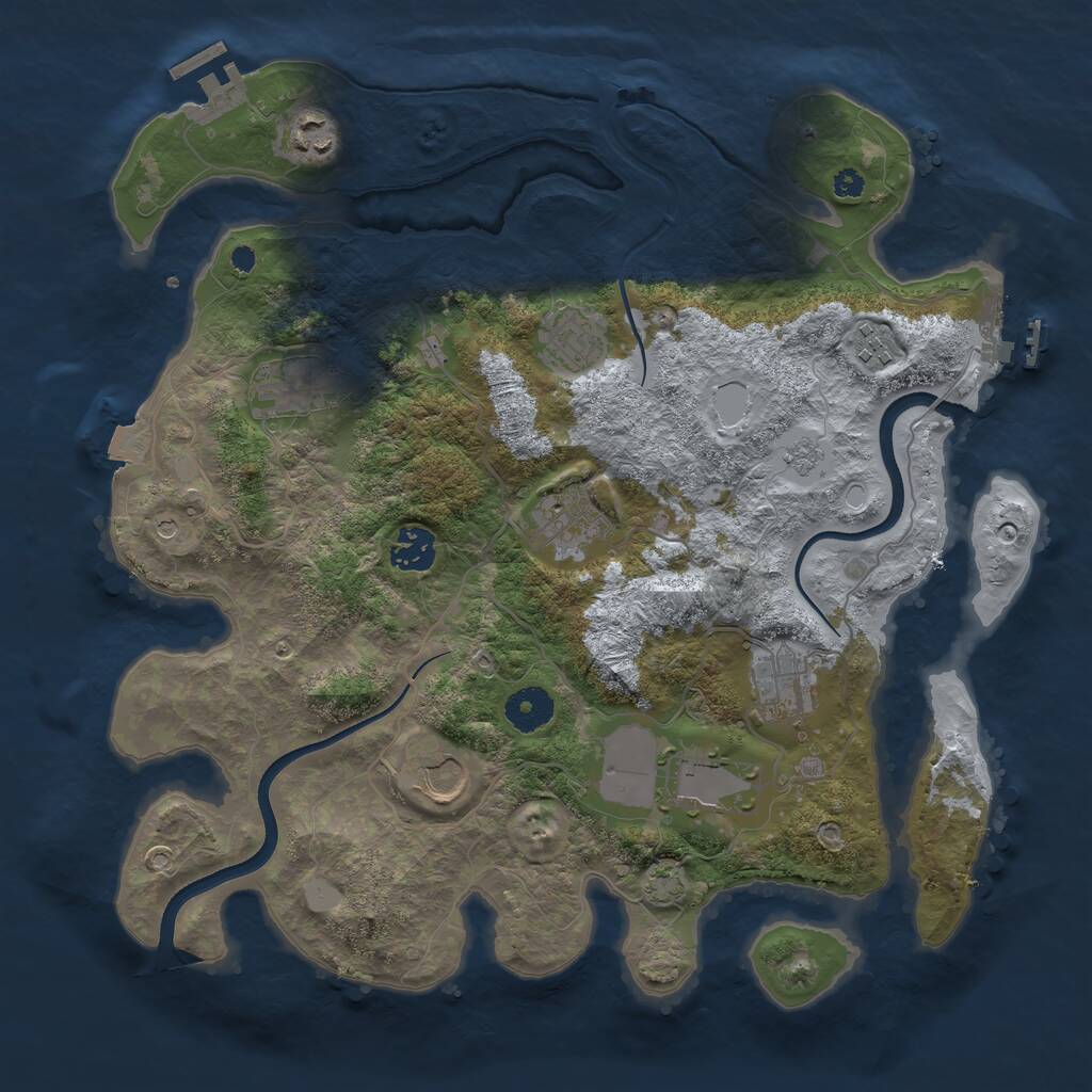 Rust Map: Procedural Map, Size: 3600, Seed: 949039, 15 Monuments