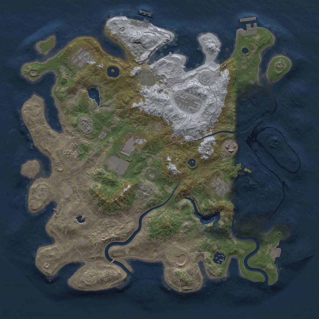 Rust Map: Procedural Map, Size: 4000, Seed: 338896, 16 Monuments
