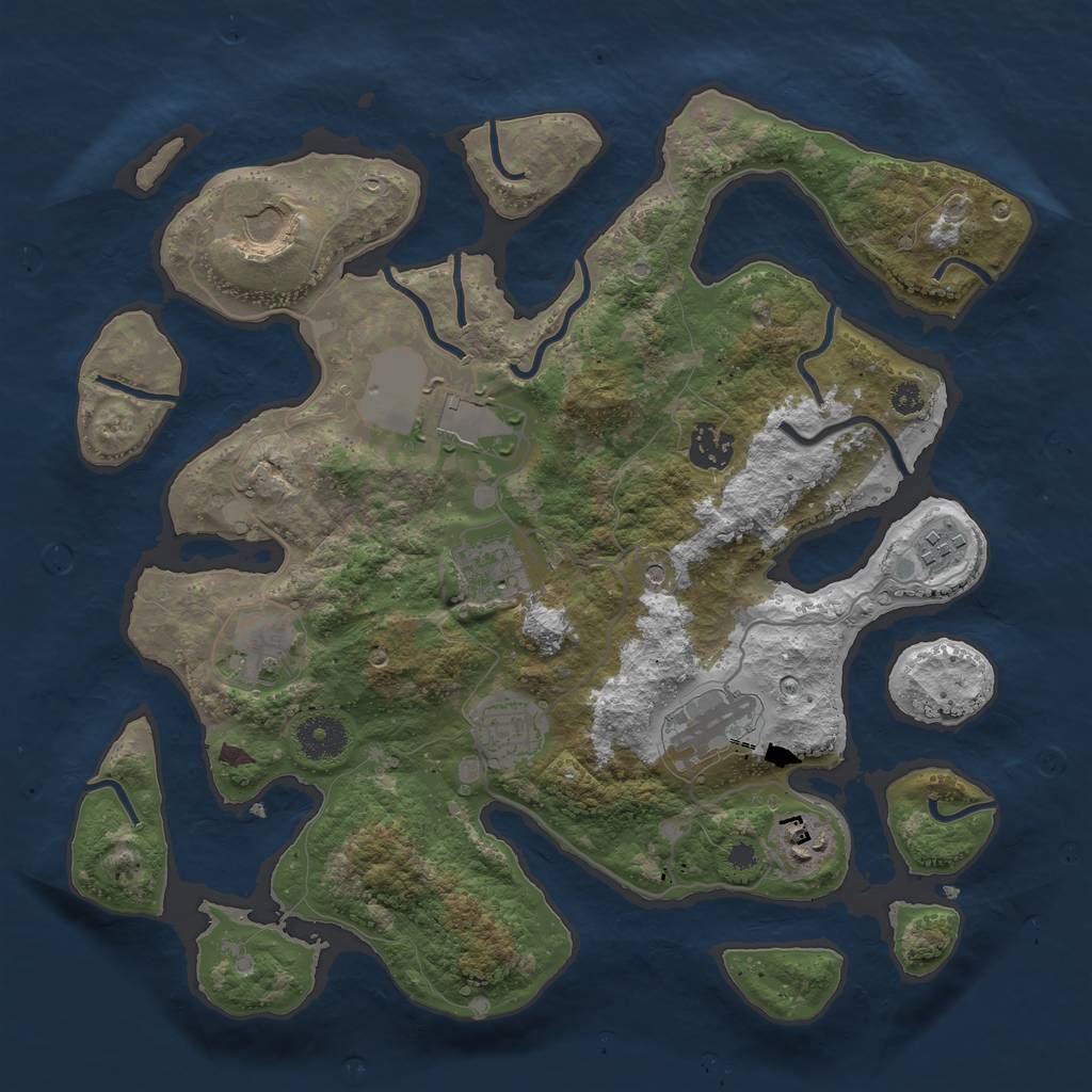 Rust Map: Procedural Map, Size: 3510, Seed: 3213563, 12 Monuments