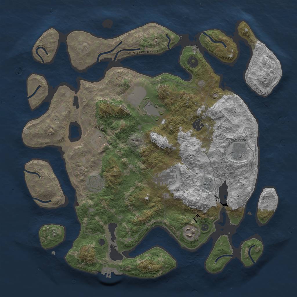 Rust Map: Procedural Map, Size: 4000, Seed: 400011, 12 Monuments