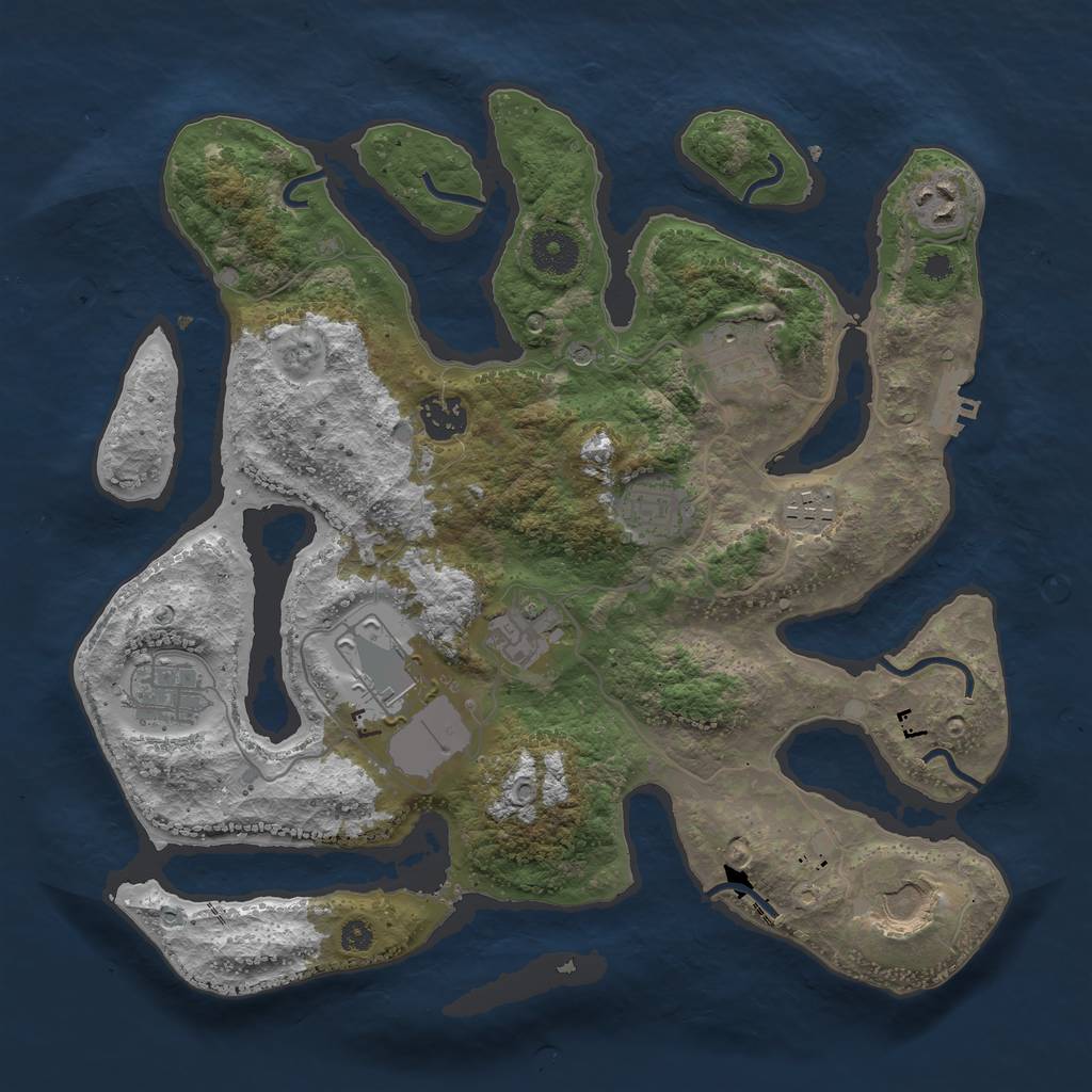 Rust Map: Procedural Map, Size: 3500, Seed: 194725, 13 Monuments