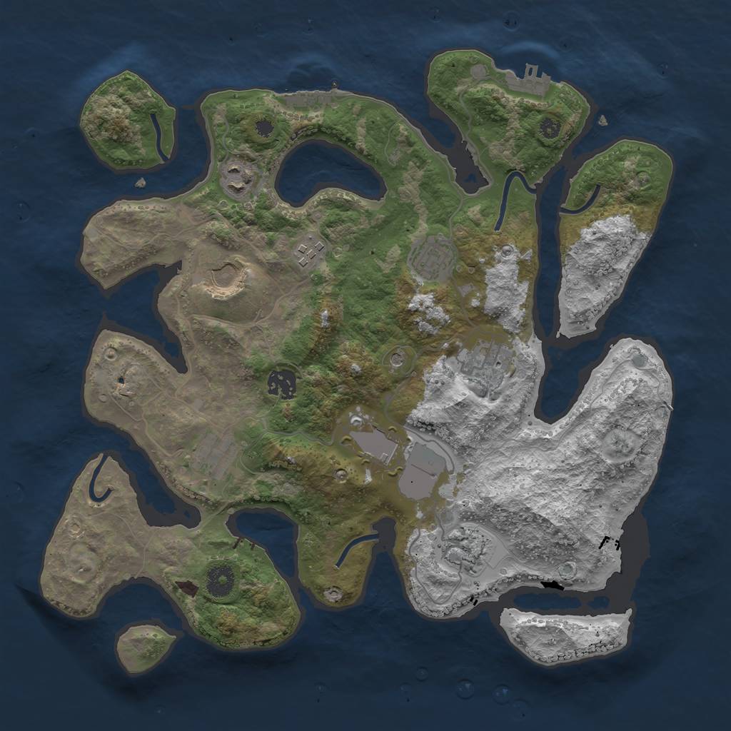 Rust Map: Procedural Map, Size: 3600, Seed: 928532, 14 Monuments